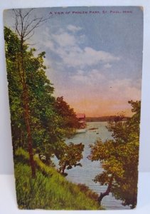 St Paul Minnesota Postcard Phalen Park Sunset Boat Lake Landscape Hammon Pub
