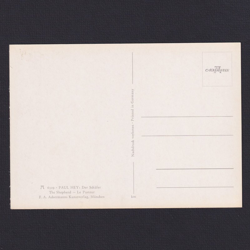 GERMANY, Postcard, Paul Hey, #6509, 'Der Schäfer'