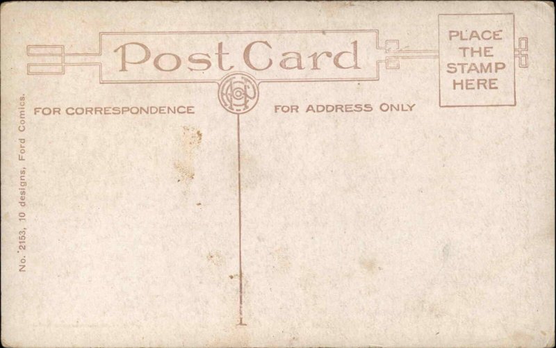 Ford Auto Car Comic Cheap Old Man WITT Series 2153 c1915 Postcard