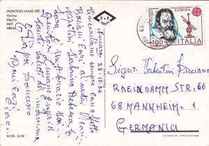 Italy Postcard Pescara to Germany 1984 Montesilvano - Mulino MON 5/36..