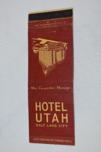 Hotel Utah Salt Lake City 20 Strike Matchbook Cover