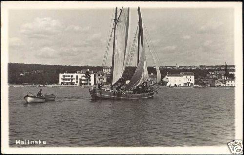 croatia, MALINSKA, Panorma from Sea, Sailing (1936) RPPC