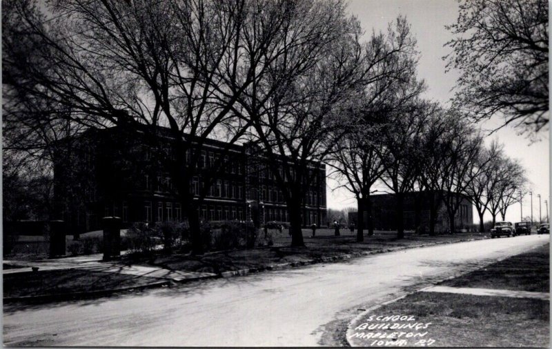 Real Photo Postcard School Buildings in Mapleton, Iowa