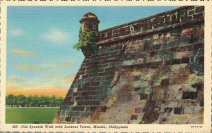 Philippines Old Spanish Wall With Lookout Tower Manila Philippines Linen 08.09 