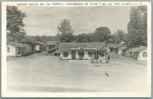 PORT ONTARIO NY GAS STATION WALKERS CABINS VINTAGE REAL PHOTO POSTCARD RPPC