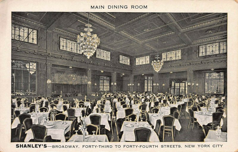 Shanley's Restaurant, Manhattan, New York City, N.Y., Early Postcard, Unused 