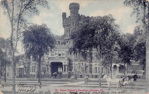 CHICAGO IL~MR POTTER PALMER'S STONE RESIDENCE-HORSE CARRIAGE~1908 POSTCARD