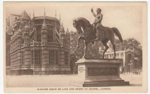 London Richard Coeur De Lion & Henry VII Chapel PPC Unused c 1930s