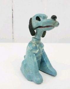 Vintage Blue Marble Plastic Toy Dog Bobble Nodder Head & Mouth Move JVZ Company