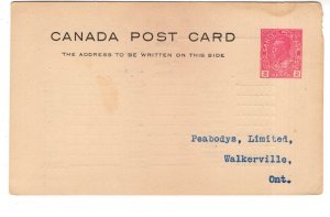 Canada, Postal Stationery Postcard, 2 Cent Peabody Gloves, Walkerville, Ontario