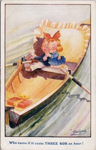 Ludgak Artist Comic Boy Girl Children Rowboat Three Bob an Hour Postcard H61