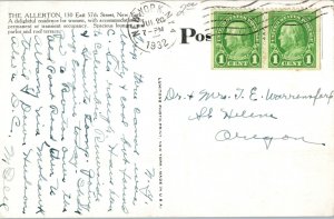 The Allerton 57th Street New York City, New York Postcard Posted 1932