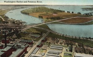 Vintage Postcard Aerial Birds-Eye View Of Washington Harbor And Potomac River