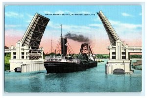 Smith Street Bridge Manistee MI Michigan Postcard (BH10)