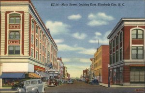 Elizabeth City North Carolina NC Street Scene Linen Vintage Postcard