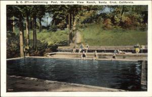 Santa Cruz CA Mountain View Ranch Swimming Pool c1920 Postcard rpx