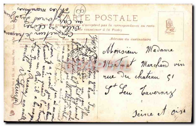 Old Postcard Villefranche Bay Ships