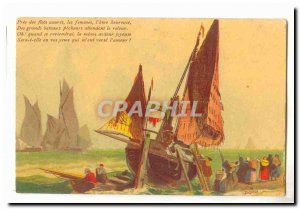 Old Postcard Pres azure waves of the women & # happy 39ame (boats)