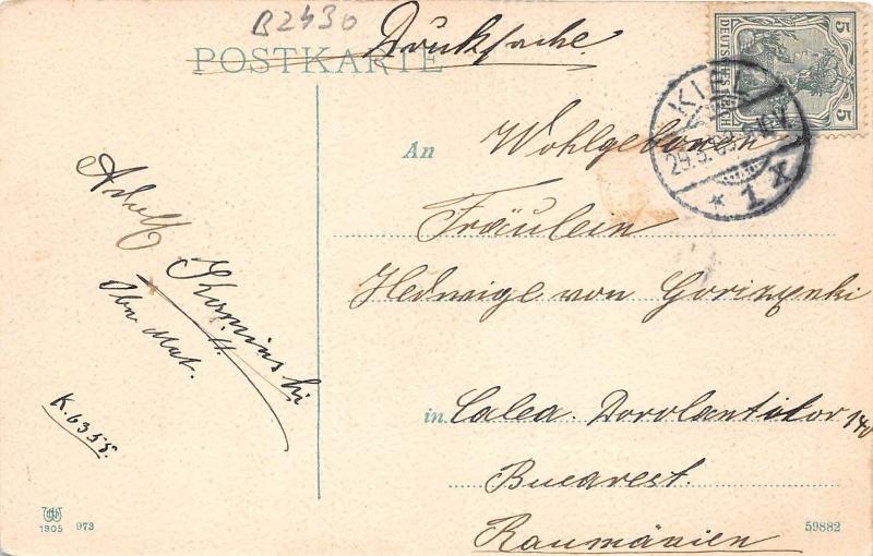 B2430 Germany Kiel Schlossgarten 1908  front/back scan