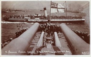 HMS Neptune WW1 Ship On Review Day Real Photo Old Postcard