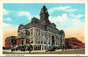 Vtg Lima Ohio OH Court House 1930s Linen Postcard