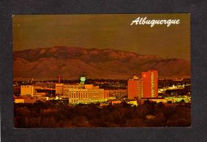 NM Night View Albuquerque New Mexico Postcard Sunset First National Bank Sign