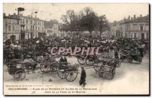 Old Postcard Libourne Square Glassware and alleys of the Republic Day of the ...