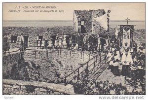 Pelerinage, Procession Sur Les Remparts En 1913, Mont St-Michel, Manche, Fran...