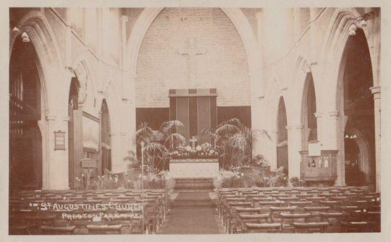 Organ Altar at St Augustines Church Preston Park Antique Old Real Photo Postcard