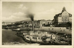 austria, LINZ a.d. Donau, Donaupartie Dampfschiffstation, Paddle Steamer (1943)