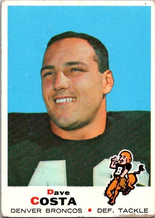 1969 Topps Football Card Dave Costa Denver Broncos sk5437