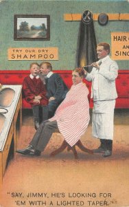 BARBER SHOP HAIRCUT COMIC BALTIMORE MARYLAND POSTCARD 1912
