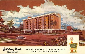 Coral Gables Florida 1972 Postcard Holiday Inn Motel Downtown Artist Design