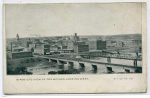 Panorama Des Moines Iowa Bridges 1907c postcard