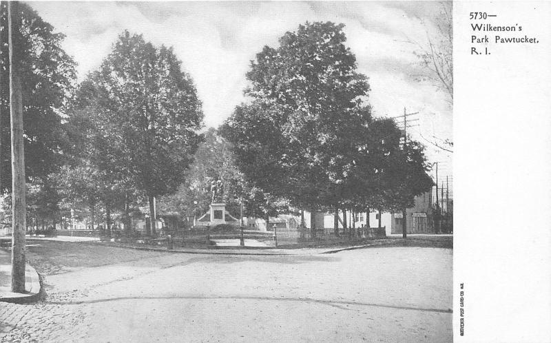 Pawtucket Rhode Island~Wilkenson's Park~Monument~Street Intersection~c1905 PC