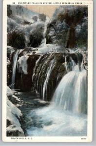 Old Postcard-Multiplex Falls..Black Hills,South Dakota