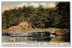 1907 Sunset Rock Boating Tourist Lake River Tree Kennebunkport Maine ME Postcard