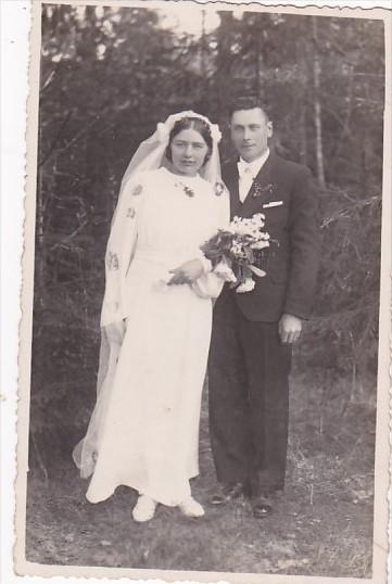 Romantic Couple In Wedding Attire Real Photo