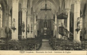 belgium, COYGHEM, Kortrijk, Binnenste der Kerk, Church Interior (1910s) Postcard