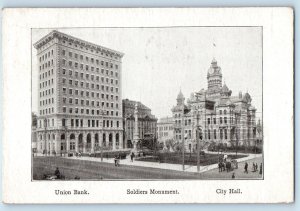 Winnipeg Manitoba Canada Postcard Union Bank Soldiers Monument City Hall 1907