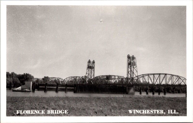 Real Photo Postcard Florence Bridge in Winchester, Illinois