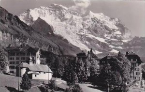 Switzerland Wengen Kapelle und Jungfrau Real Photo