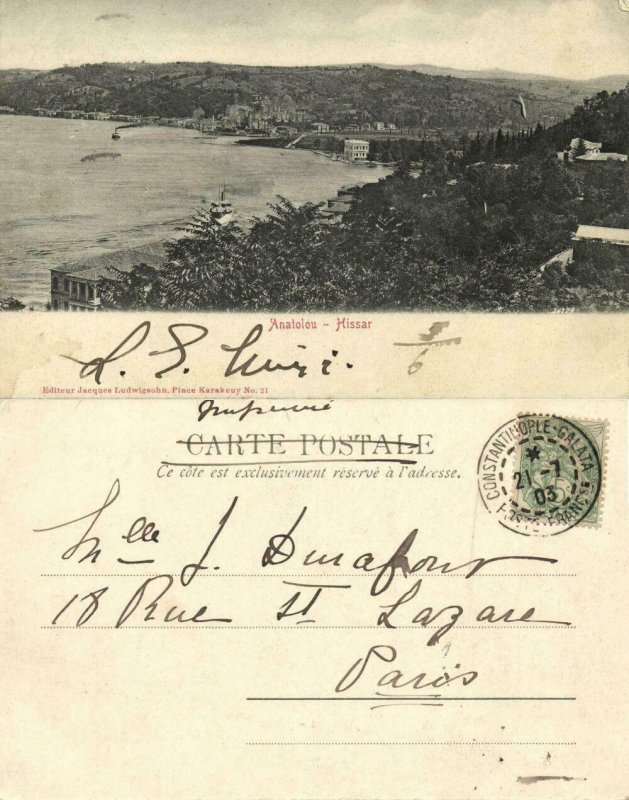 turkey, CONSTANTINOPLE, Anatolou-Hissar, Panorama (1903) Ludwigsohn Postcard