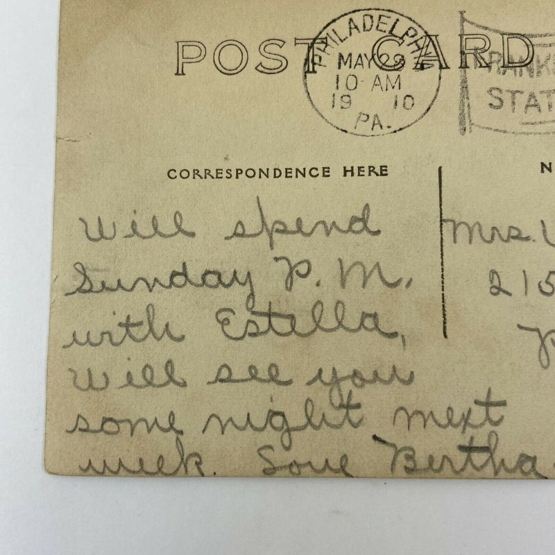 1910 Valley Forge Dam Frankford Station Cancel PA Pennsylvania River Postcard