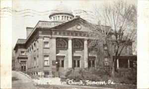 Postcard PA Somerset First Christian Church 1941 F2