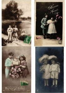 GLAMOUR BOYS & GIRLS ENFANTS Lot of 400 CPA Vintage Real Photo Postcards (L2444)