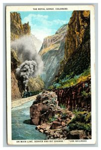 Vintage 1925 Advertising Postcard Locomotive Traveling The Royal Gorge Colorado