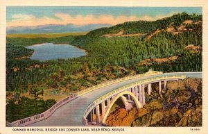 Nevada Donner Memorial Bridge and Donner Lake Near Reno Curteich