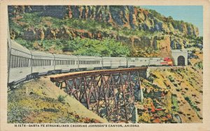 Johnson's Canyon AZ Linen  Santa Fe Streamliner 1948 R. P. O. Postcard