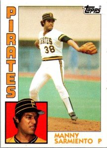 1984 Topps Baseball Card Manny Sarmiento Pittsburgh Pirates sk3580
